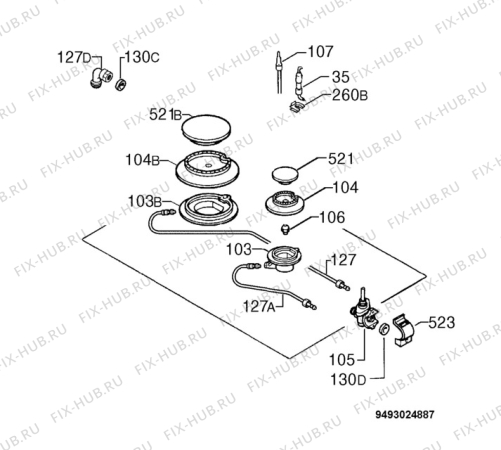 Взрыв-схема плиты (духовки) Electrolux EHGT326X-H - Схема узла Functional parts 267